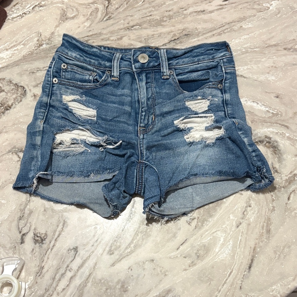 American Eagle Outfitters Ripped Blue Jean Shorts